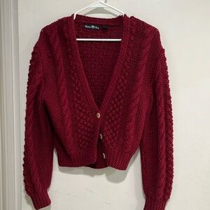 Vintage Wine Cabled Cardigan